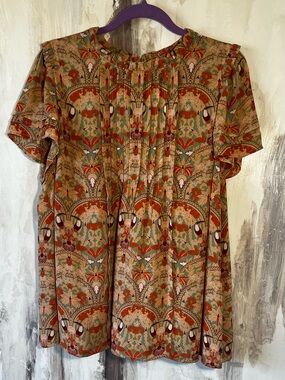 Rose + Olive Boho Print Shirt size 1X